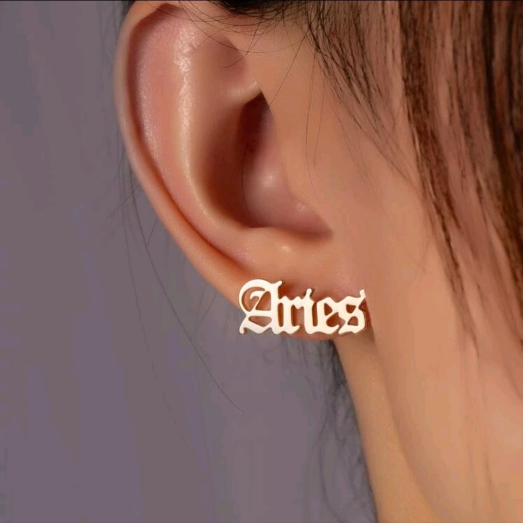 Zodiac Gold Plated Aries Stud Earrings 10$